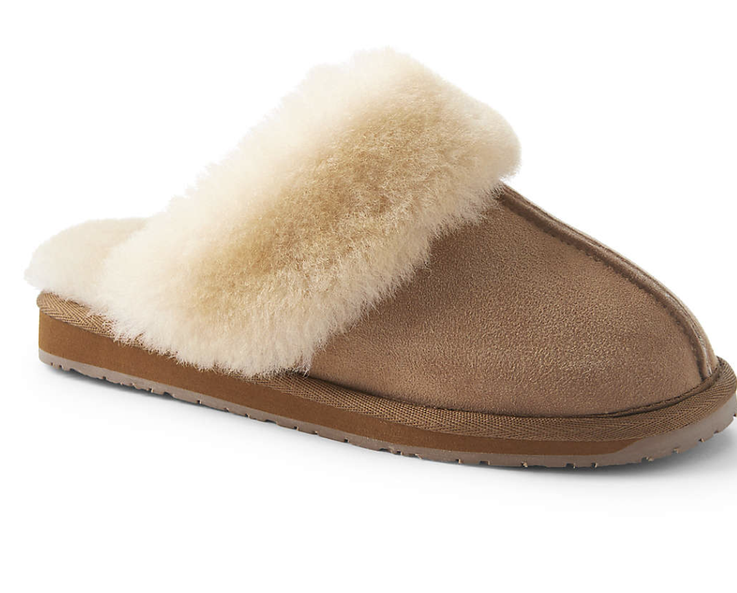 Suede Leather Fuzzy Shearling Fur Scuff Slippers — Elements of Style